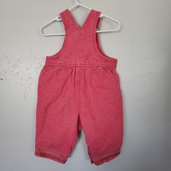 Carter's Vintage Faded Red Denim Overalls Baby Girl 9-12 Months Floral Embroider - Picture 6 of 7